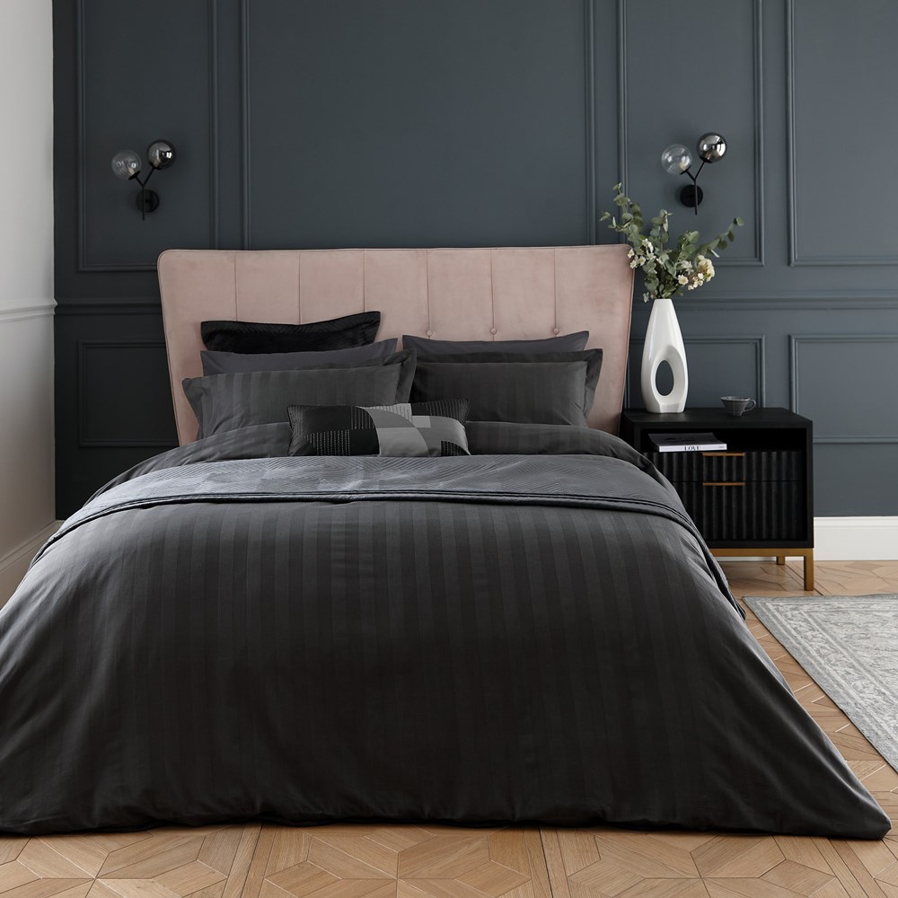 Moderne Stripe Bedding by Helena Springfield in Graphite Grey